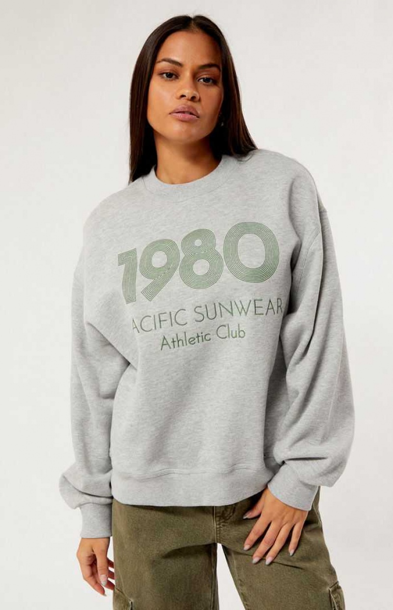 Sweats PacSun 1980 Pacific Sunwear Athlétiques Club Crew Neck Femme Grise | 258640OKP