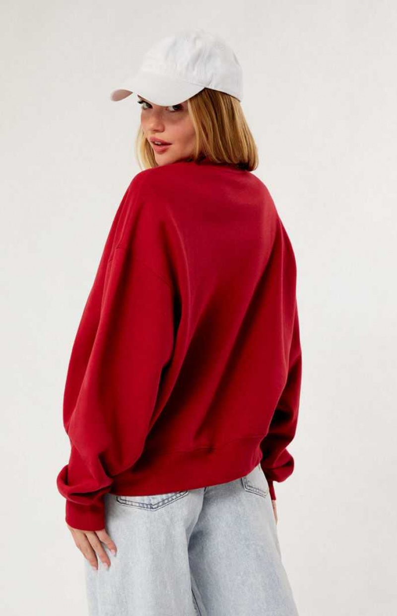 Sweats PacSun 1980 Pacific Sunwear Crew Neck Femme Rouge | 834952SJC