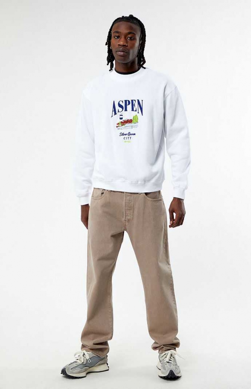 Sweats PacSun Aspen Embroidered Crew Neck Homme Blanche | 653028JAS