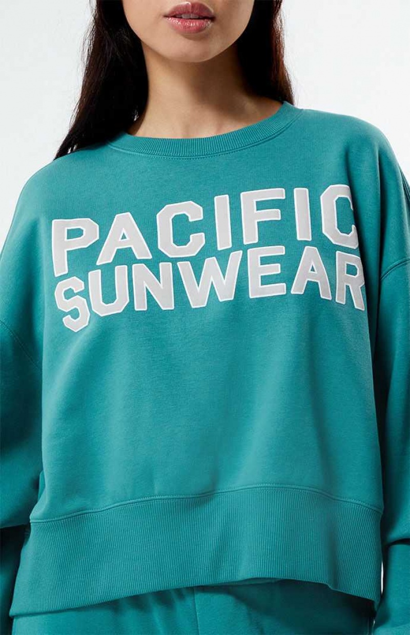 Sweats PacSun Bold Pacific Sunwear Cropped Crew Neck Femme Vert | 450837UMB