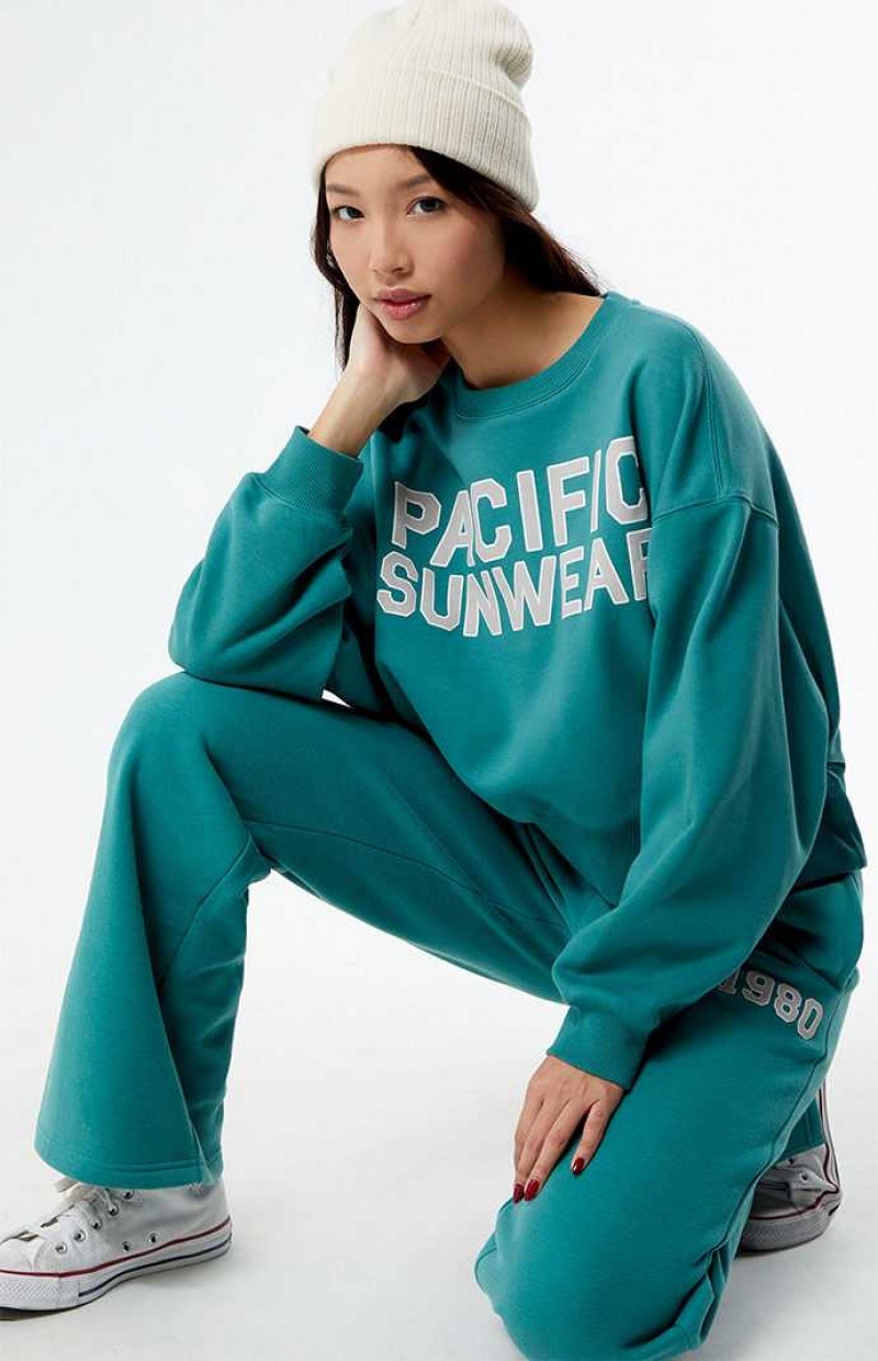 Sweats PacSun Bold Pacific Sunwear Cropped Crew Neck Femme Vert | 450837UMB