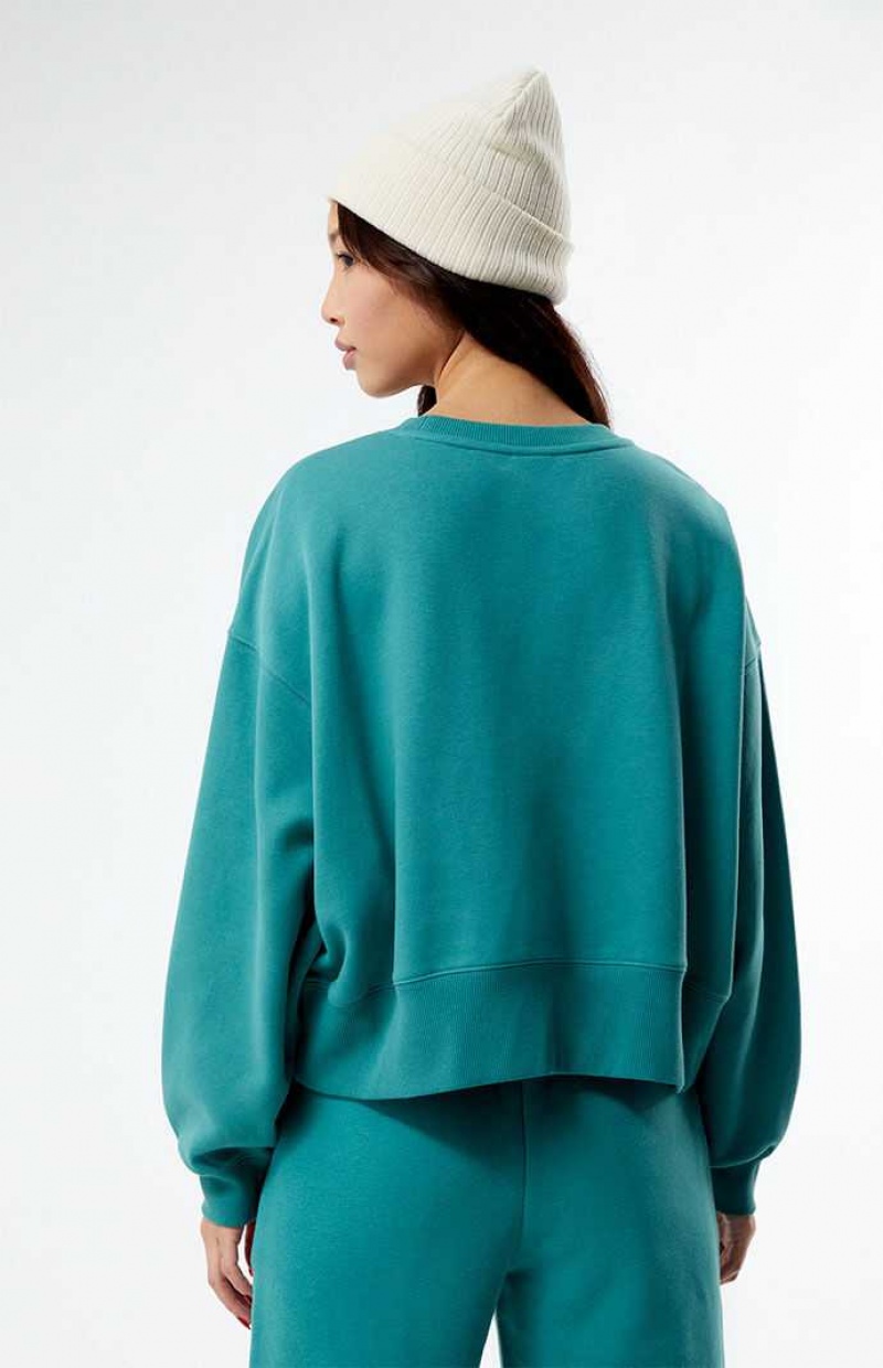 Sweats PacSun Bold Pacific Sunwear Cropped Crew Neck Femme Vert | 450837UMB