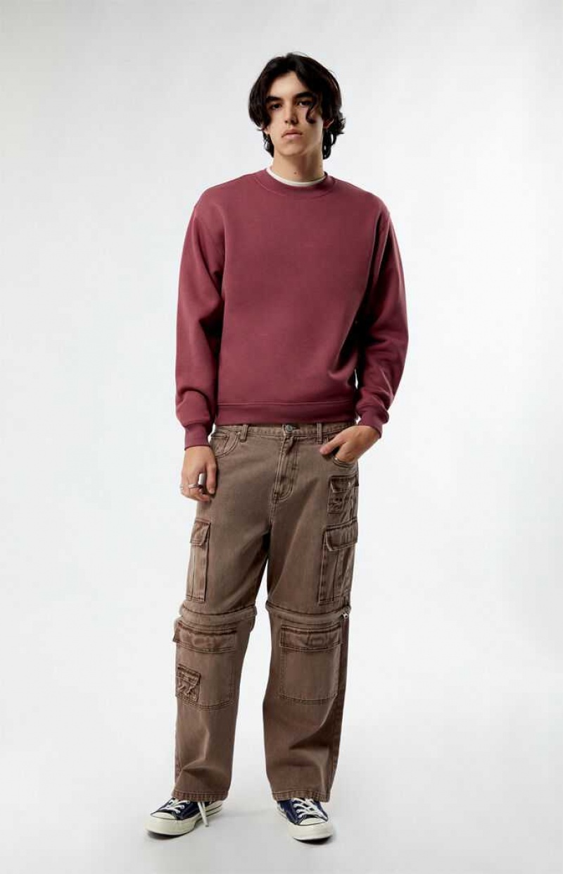 Sweats PacSun Brown Solid Crew Neck Homme Marron | 108375RFO