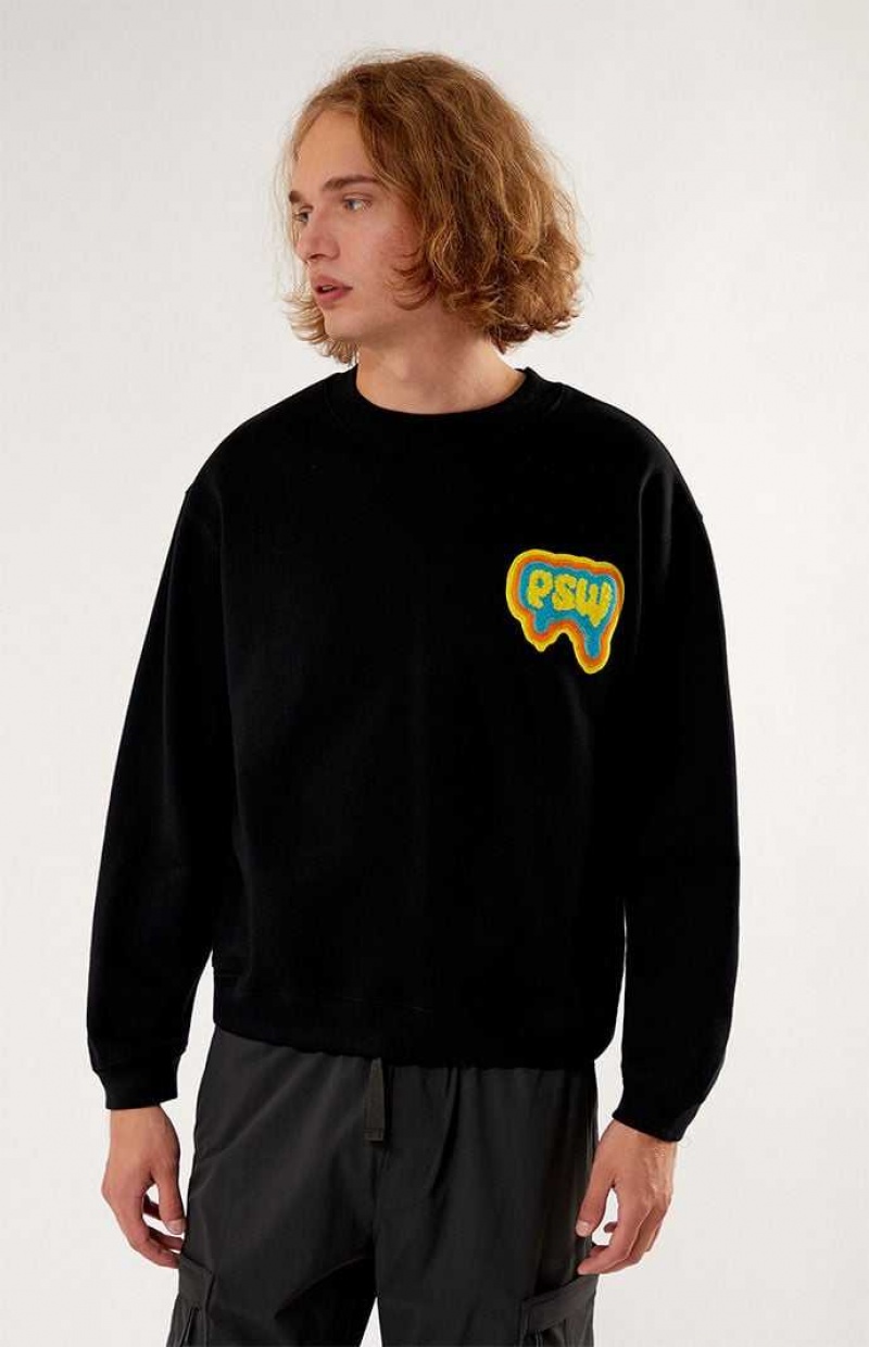 Sweats PacSun Chenille Patch Crew Neck Homme Noir | 579012CRH