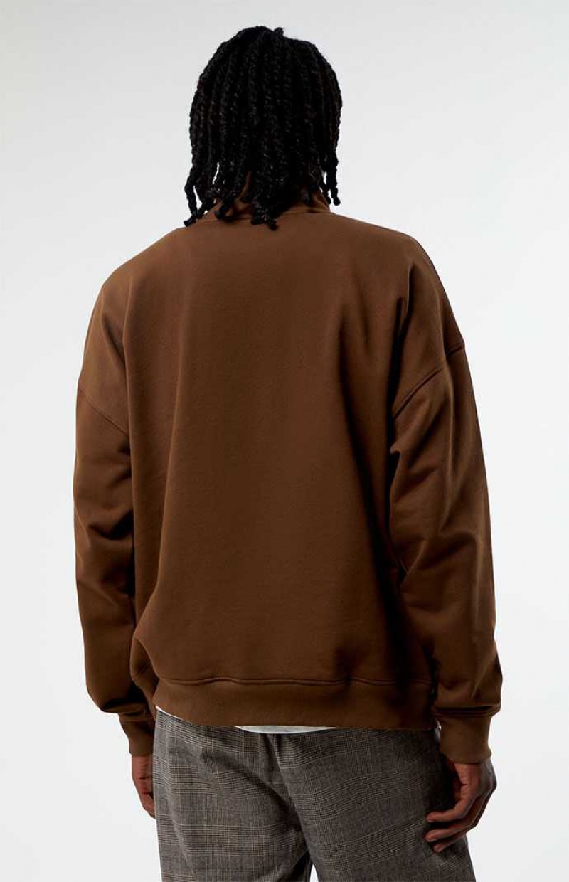 Sweats PacSun Eco Brown Solid Quarter Zip Homme Marron | 145086UAB