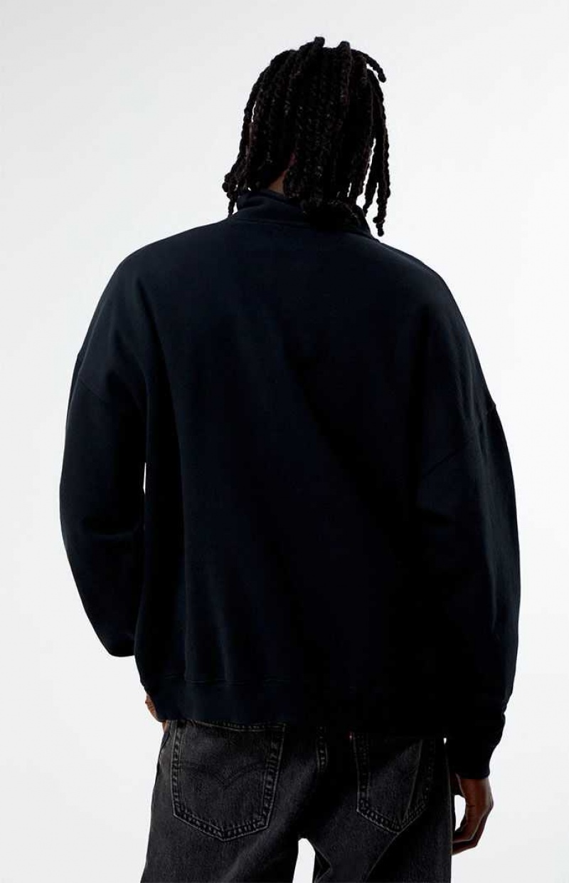 Sweats PacSun Eco Solid Quarter Zip Homme Noir | 078264RKU