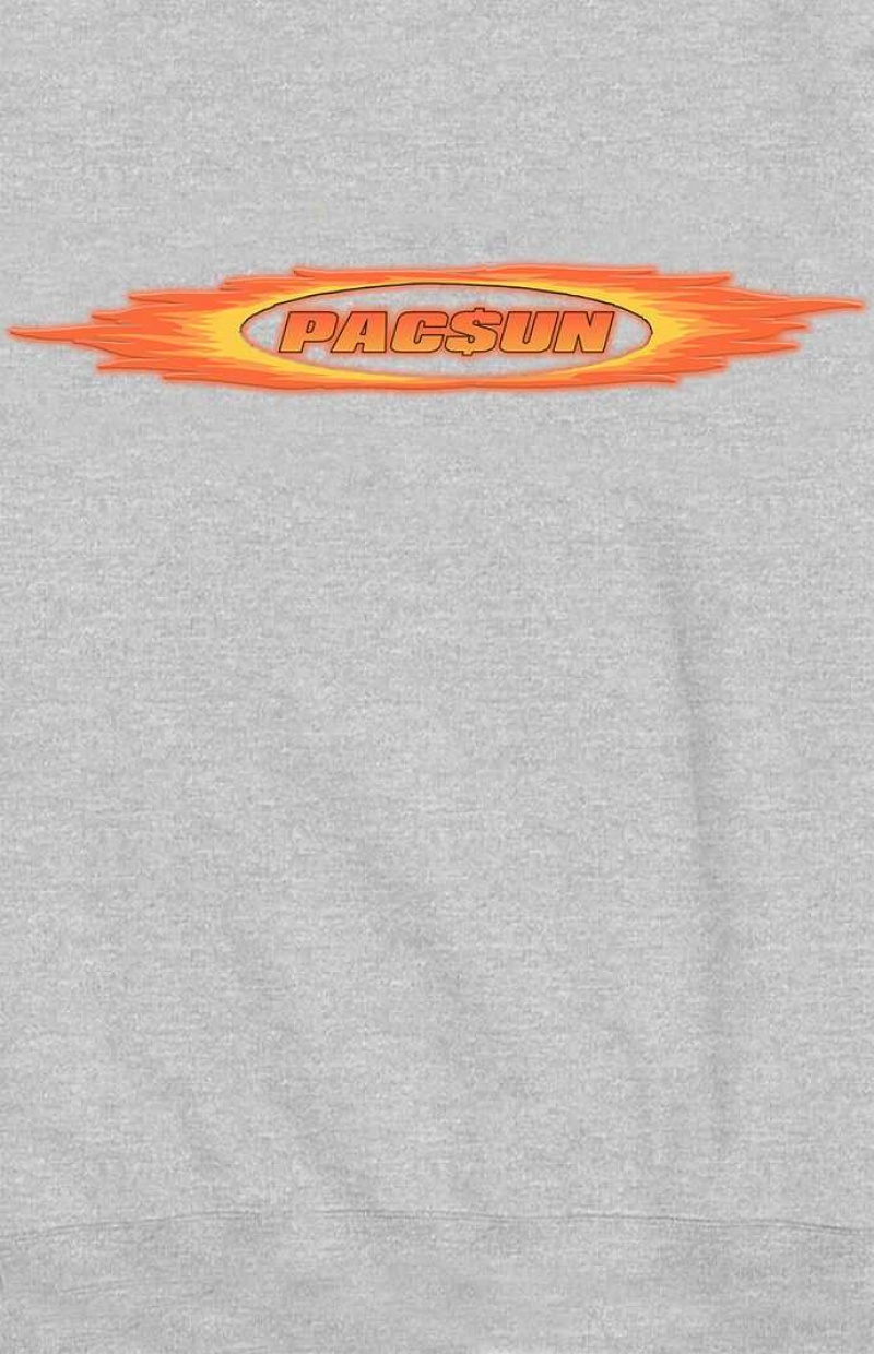 Sweats PacSun Gray Flames Logo Crew Neck Homme Grise | 342967ZIU