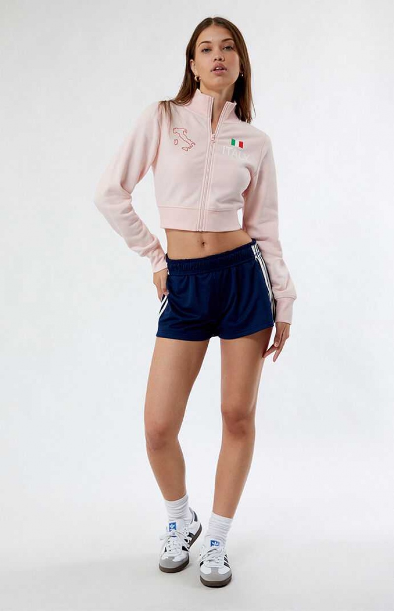 Sweats PacSun Italy High Neck Zip Up Piste Femme Rose Clair | 796031BQW