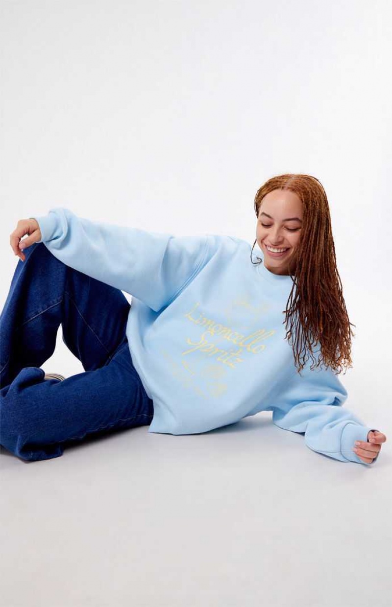 Sweats PacSun Limoncello Crew Neck Femme Bleu Clair | 618723SDZ