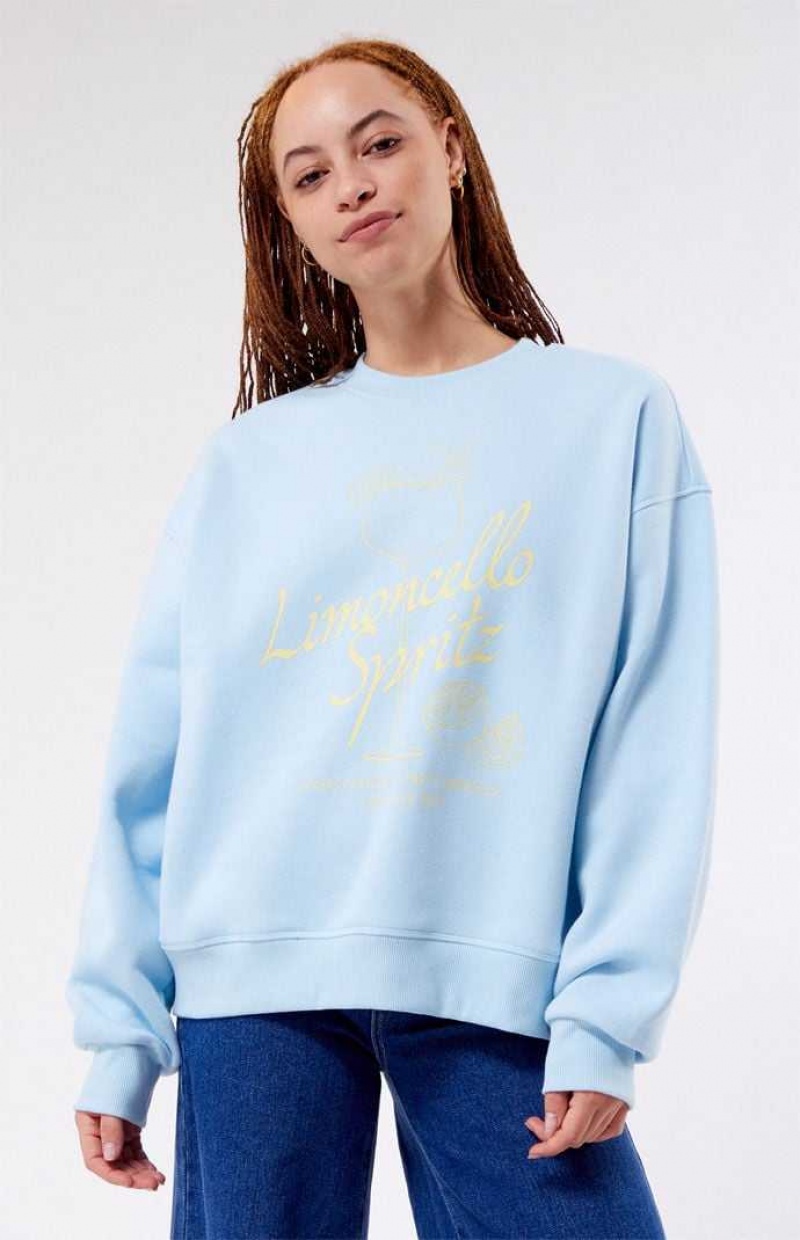 Sweats PacSun Limoncello Crew Neck Femme Bleu Clair | 618723SDZ