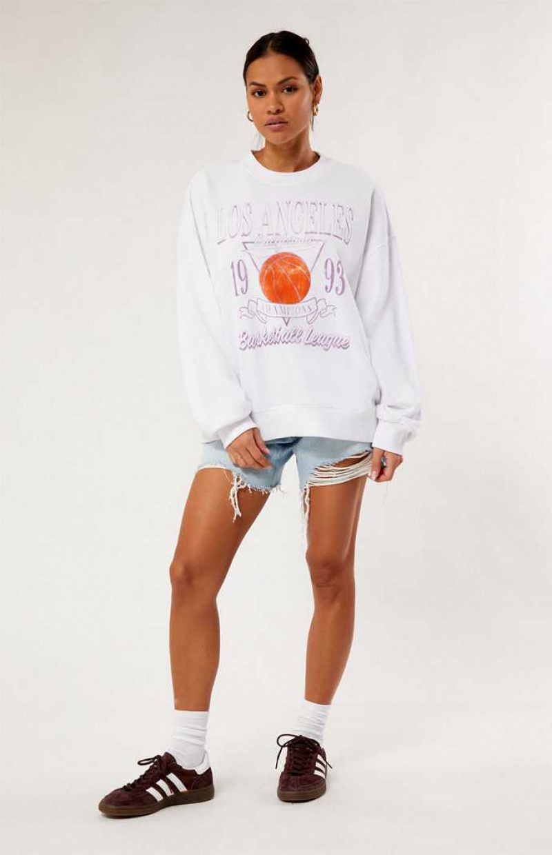 Sweats PacSun Los Angeles Basketball Champs Crew Neck Femme Marron | 936085UDQ