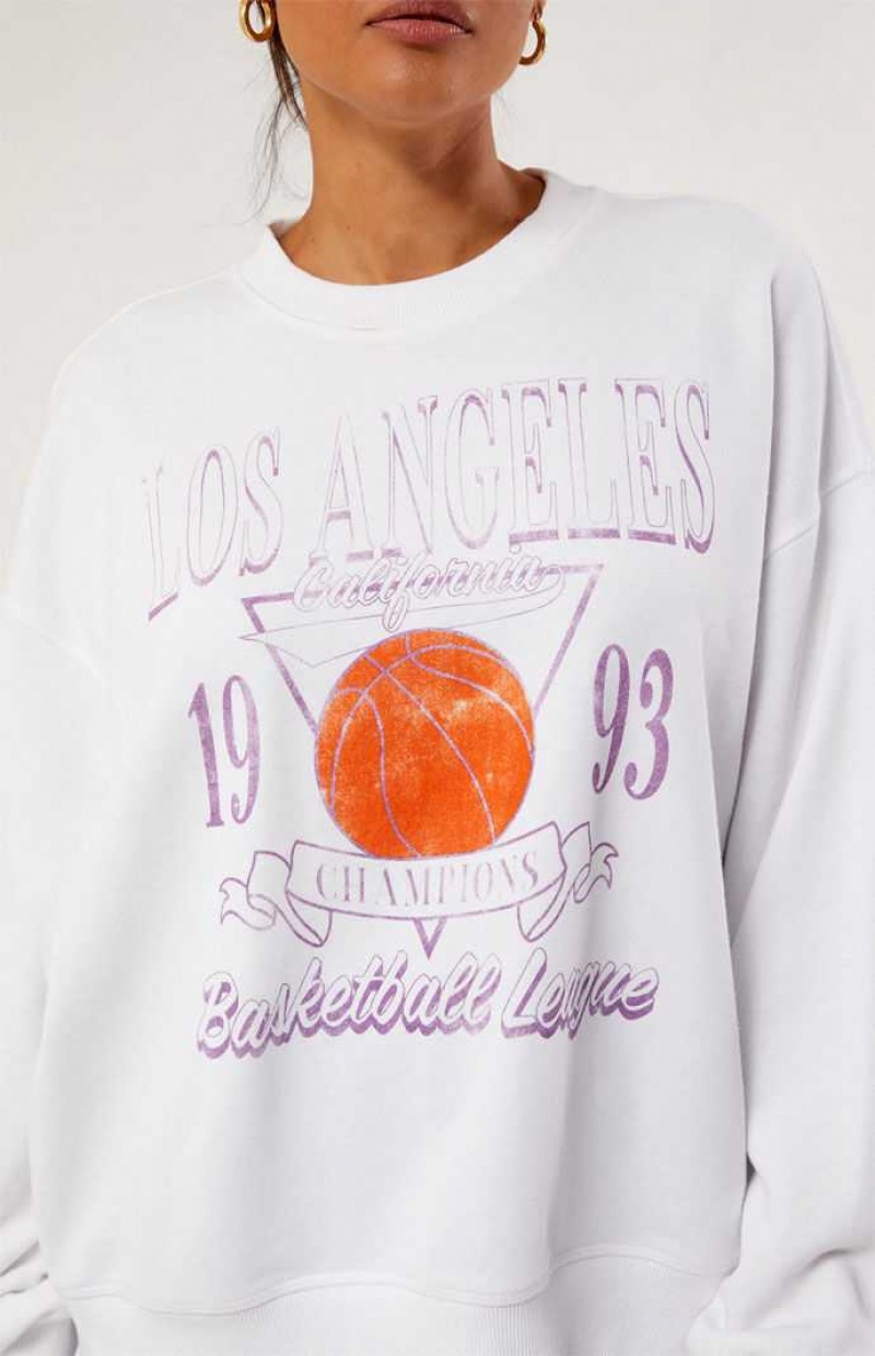 Sweats PacSun Los Angeles Basketball Champs Crew Neck Femme Marron | 936085UDQ