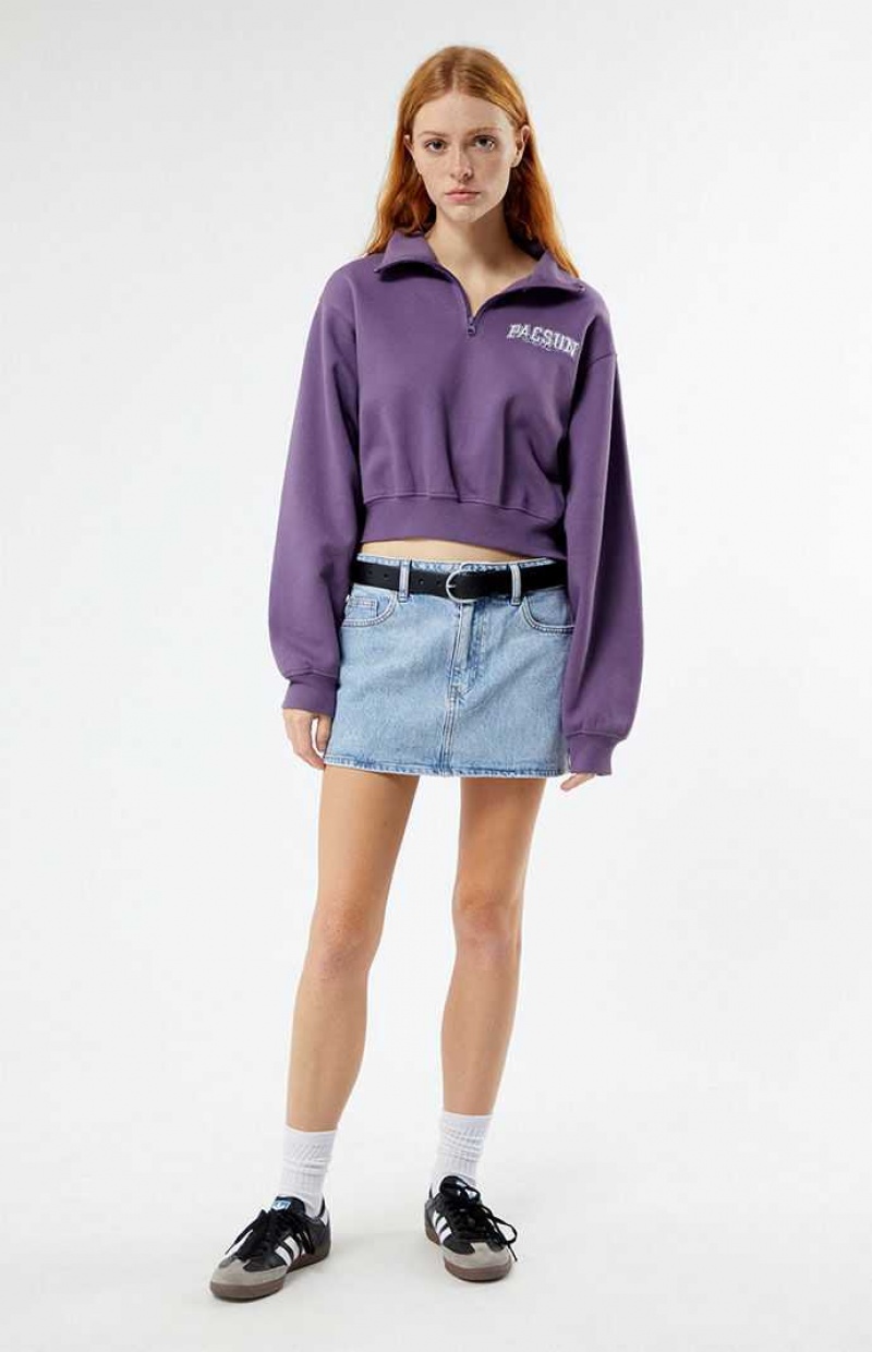 Sweats PacSun Los Angeles Half Zip Cropped Femme Violette | 573240CYJ