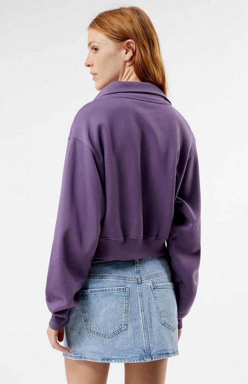 Sweats PacSun Los Angeles Half Zip Cropped Femme Violette | 573240CYJ