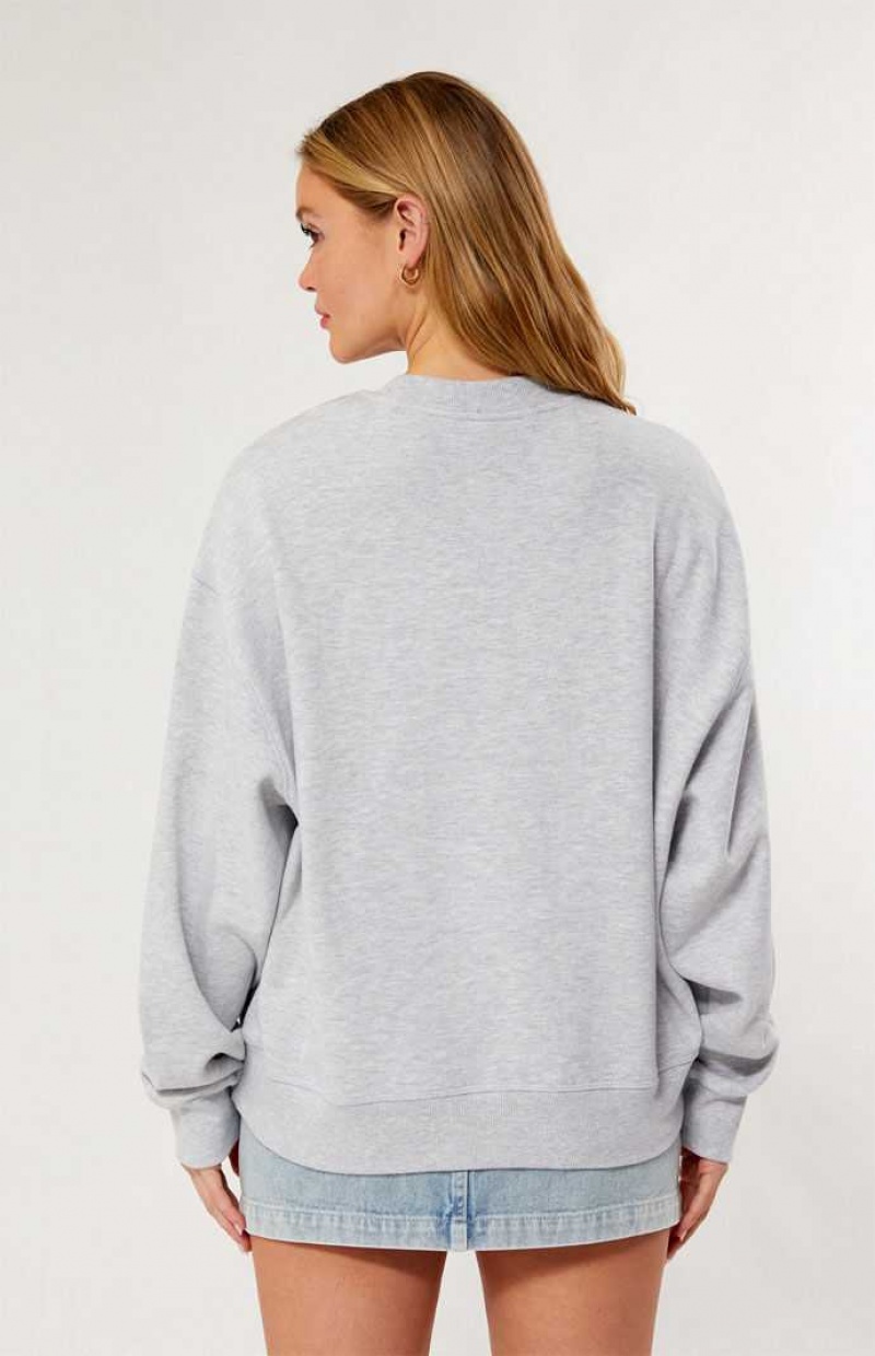 Sweats PacSun Luv & Cherries Crew Neck Femme Grise | 640952HJP