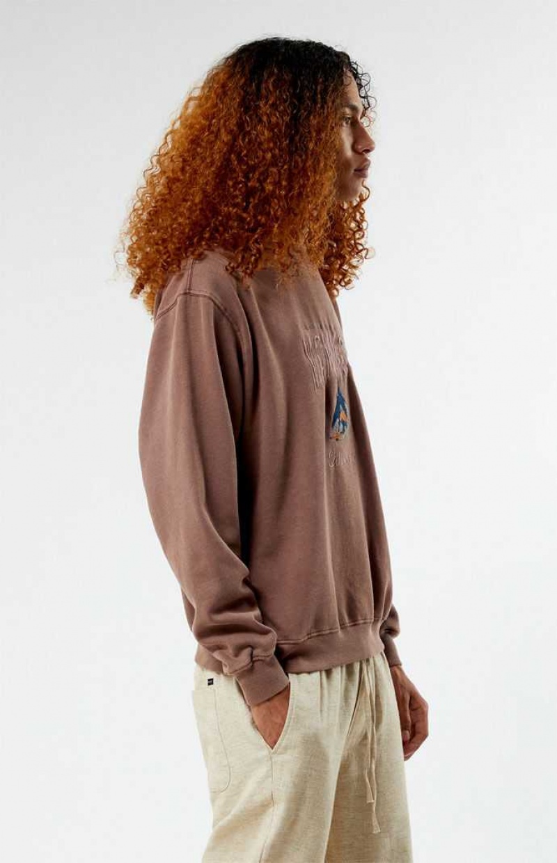 Sweats PacSun Mammoth Embroidered Crew Neck Homme Marron | 318670SDK