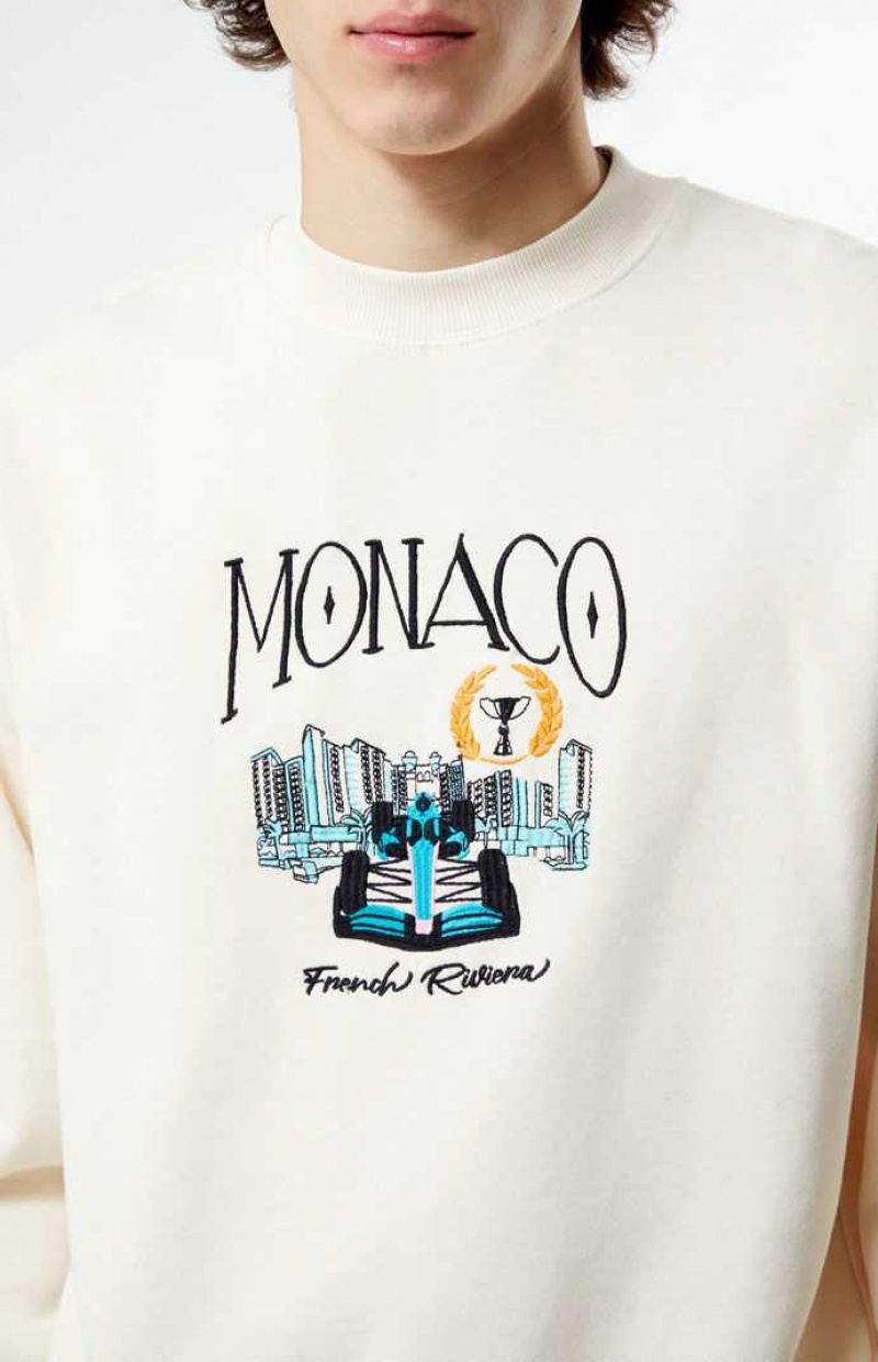 Sweats PacSun Monaco Embroidered Crew Neck Homme Blanche | 763541LMP