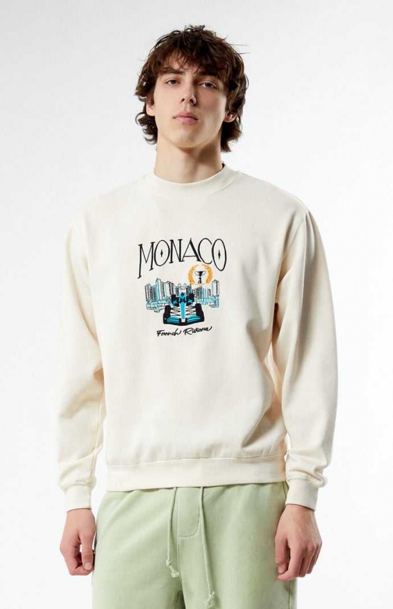 Sweats PacSun Monaco Embroidered Crew Neck Homme Blanche | 763541LMP