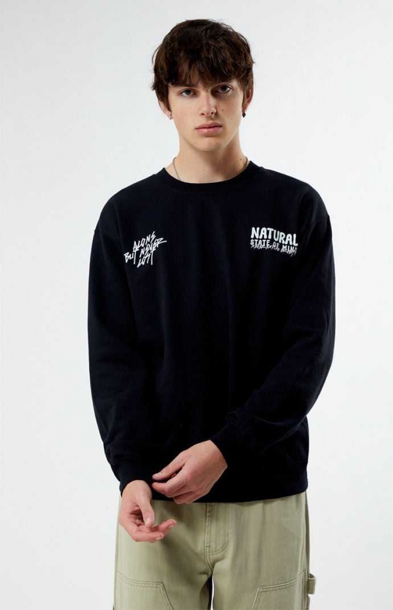 Sweats PacSun Natural State Of Mind Crew Neck Homme Noir | 026948FTJ