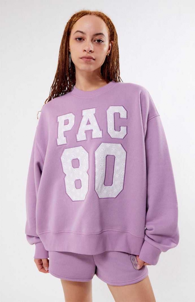 Sweats PacSun Pac 1980 Eyelet Crew Neck Femme Lavande | 251064WNV