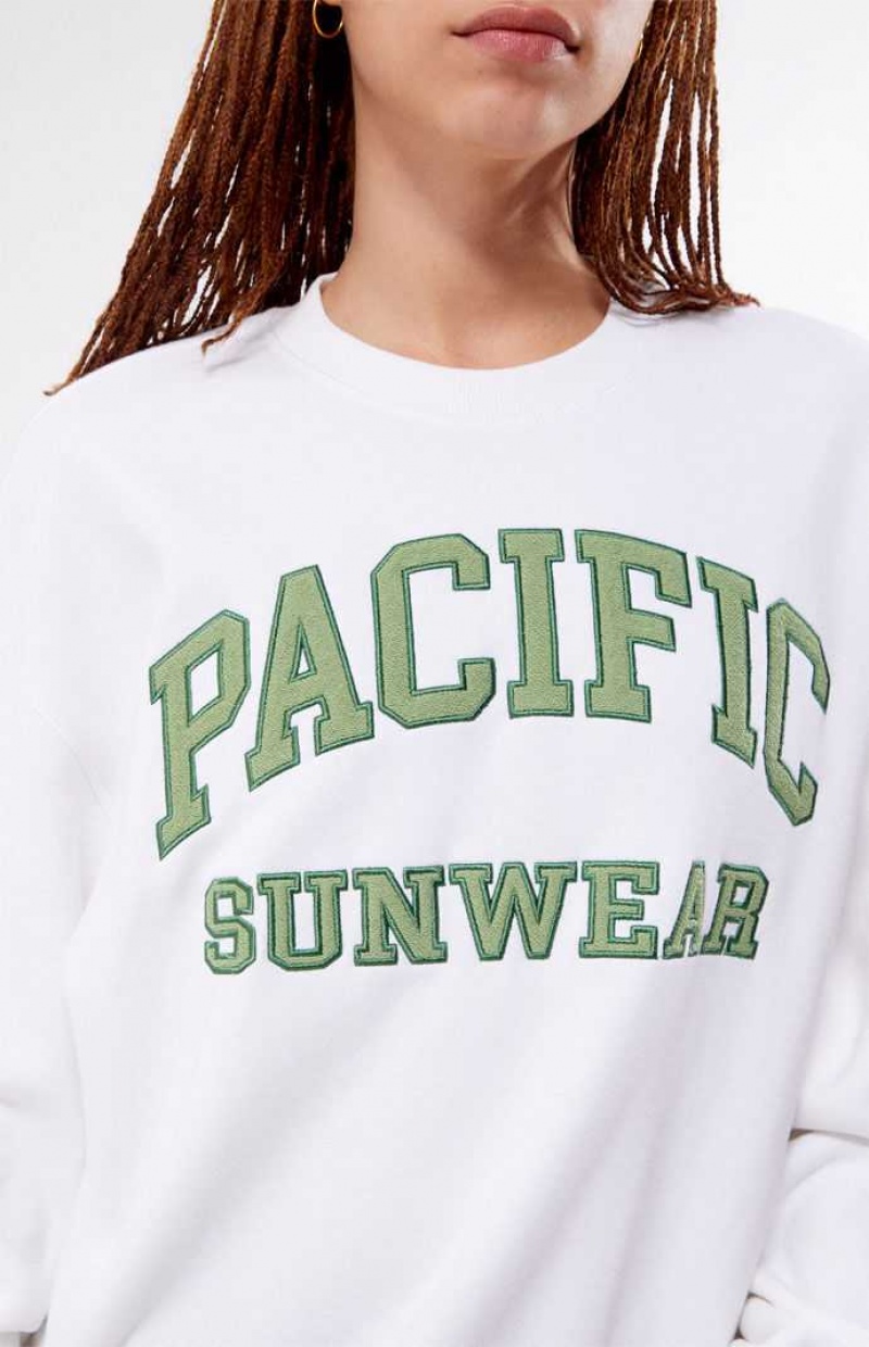 Sweats PacSun Pacific Sunwear Arch Crew Neck Femme Blanche | 519470IQG