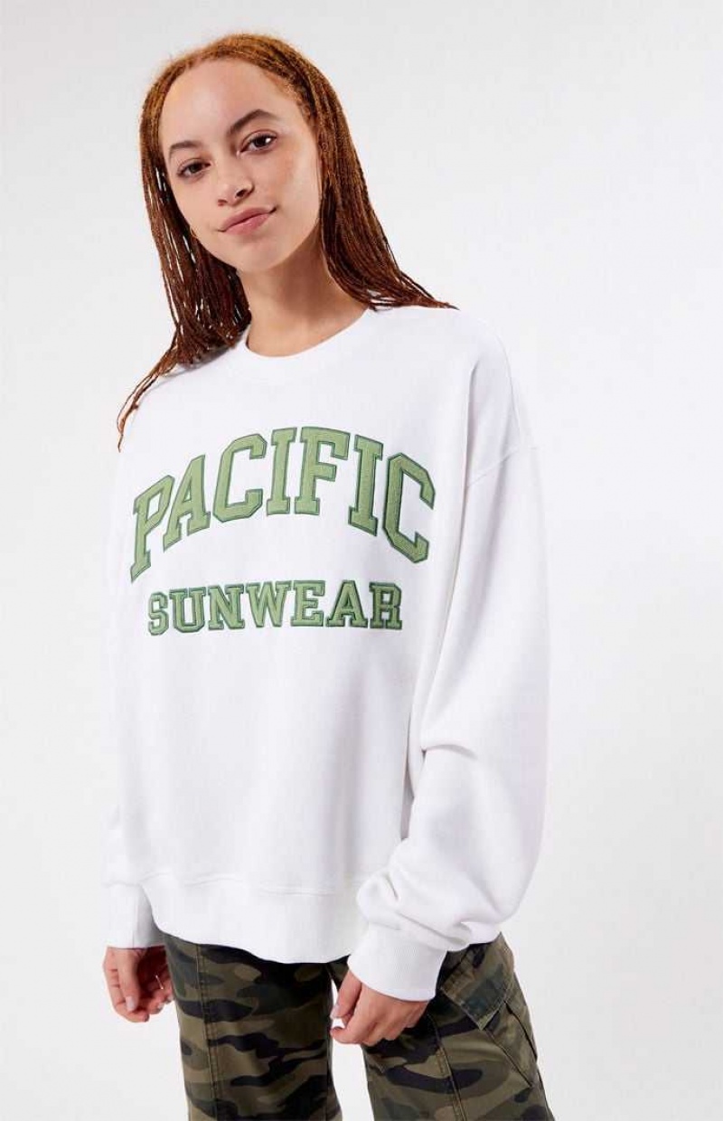 Sweats PacSun Pacific Sunwear Arch Crew Neck Femme Blanche | 519470IQG