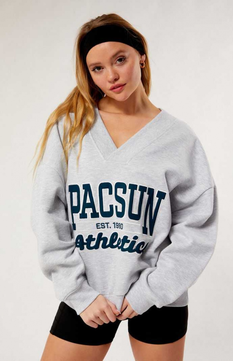 Sweats PacSun Pacific Sunwear Athletics V-Neck Femme Grise | 846532HOW