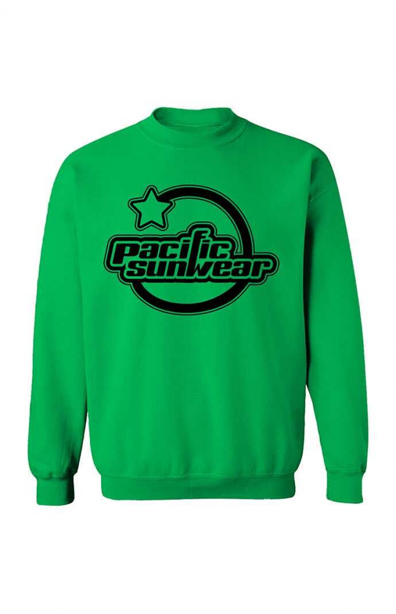 Sweats PacSun Pacific Sunwear Black Star Crew Neck Homme Vert | 746182VSE