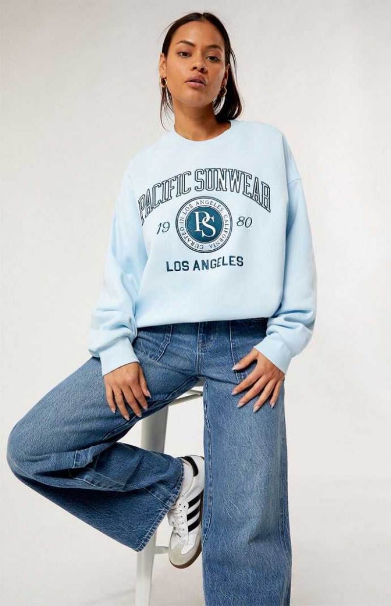 Sweats PacSun Pacific Sunwear Curated Crew Neck Femme Bleu Clair | 845670MSW