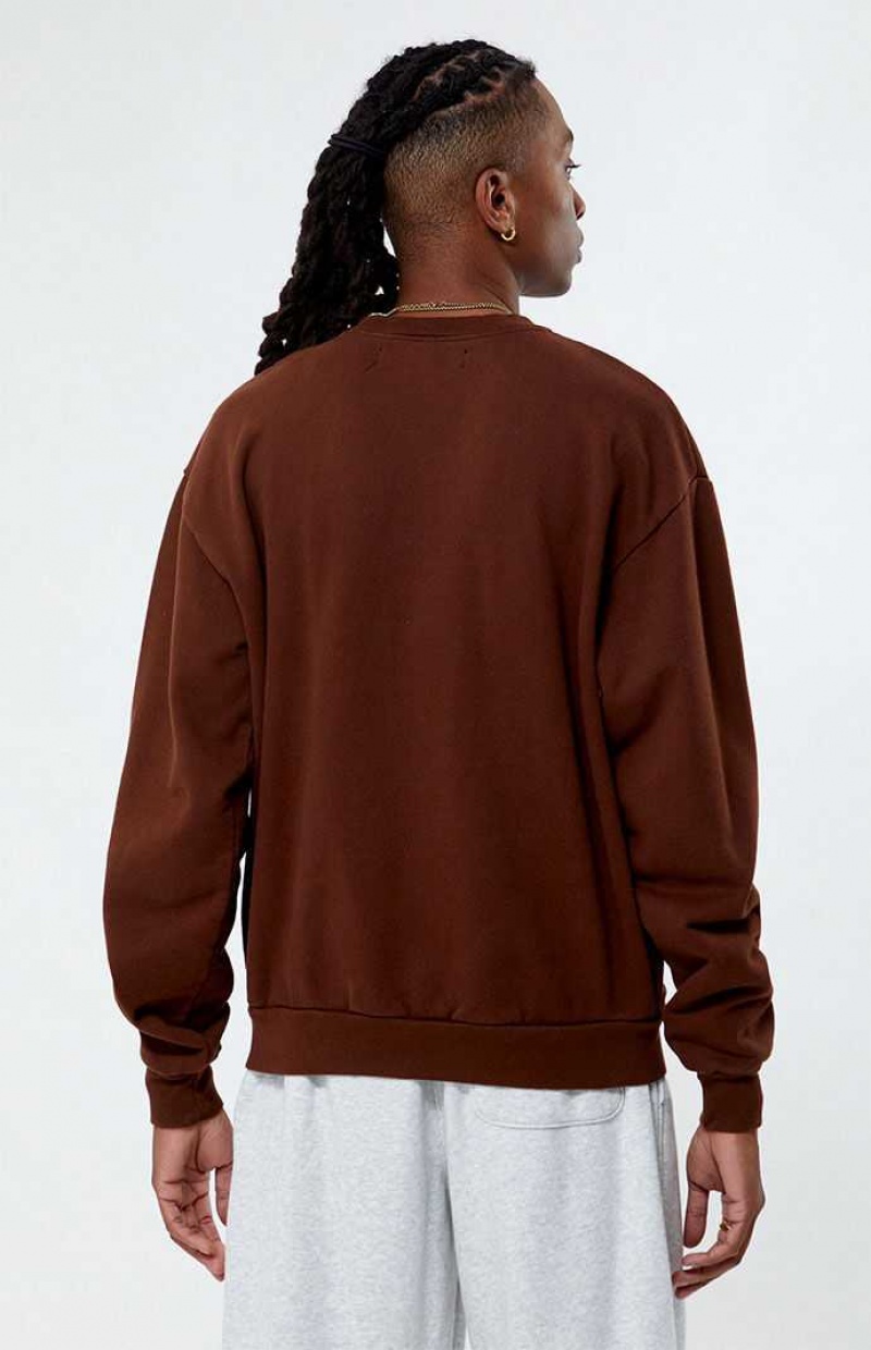 Sweats PacSun Pacific Sunwear Los Angeles Crest Crew Neck Homme Marron | 506871KEQ