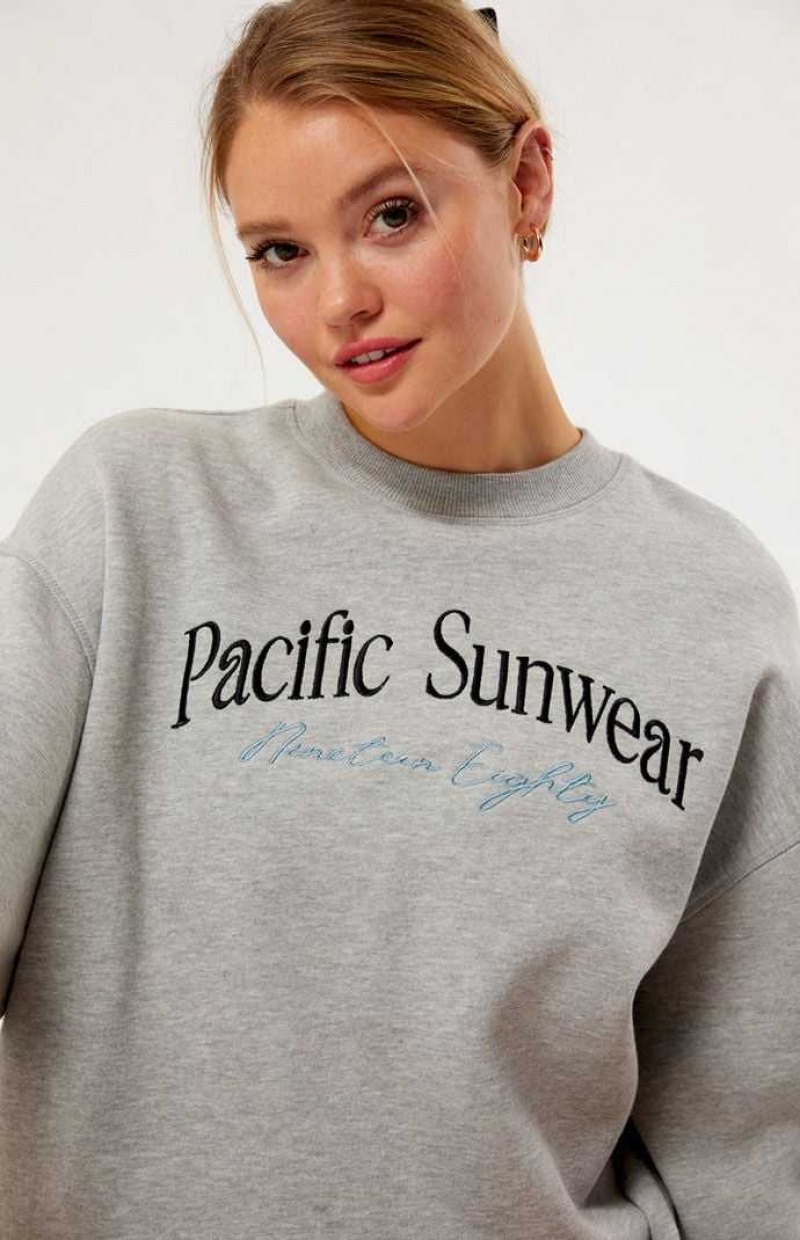 Sweats PacSun Pacific Sunwear Nineteen Eighty Crew Neck Femme Grise | 658234LOA