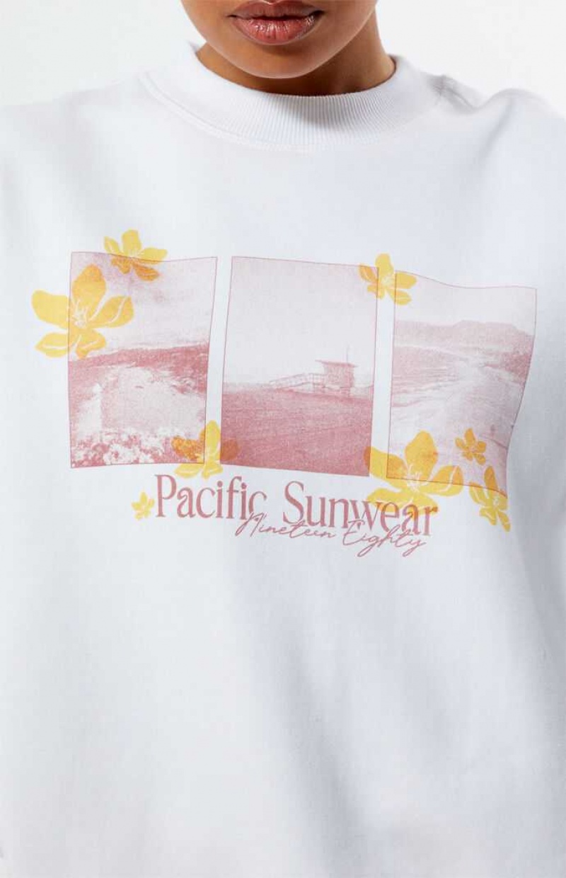 Sweats PacSun Pacific Sunwear Photographic Crew Neck Femme Blanche | 143780GRP