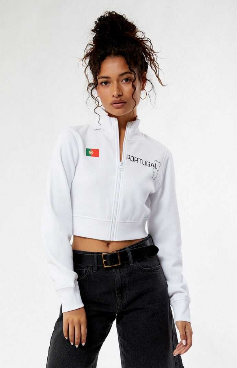 Sweats PacSun Portugal Mock Neck Full Zip Femme Blanche | 314608PJG