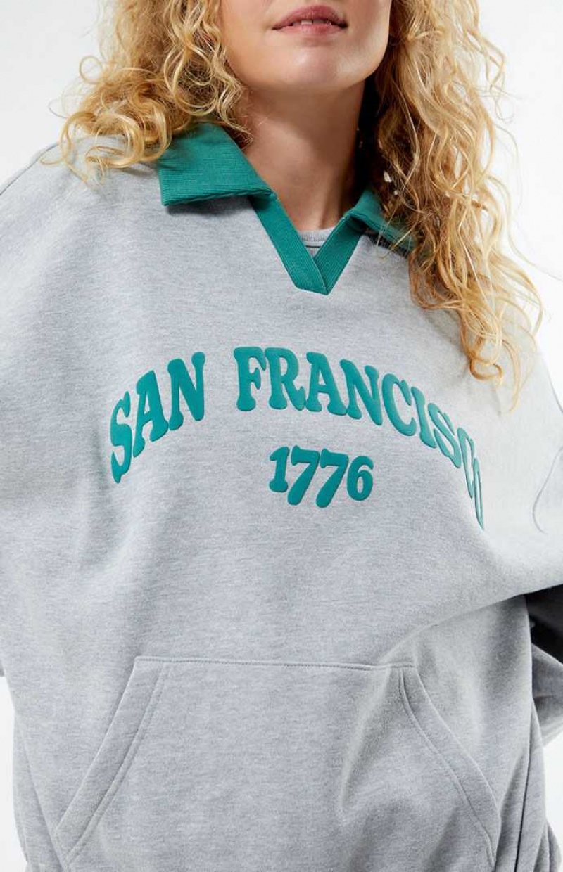 Sweats PacSun San Francisco Rugby Oversized Femme Grise | 178924PKJ