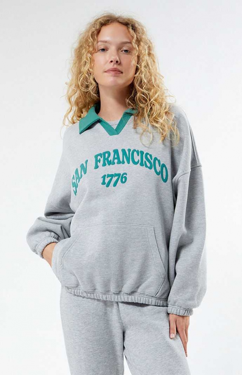 Sweats PacSun San Francisco Rugby Oversized Femme Grise | 178924PKJ