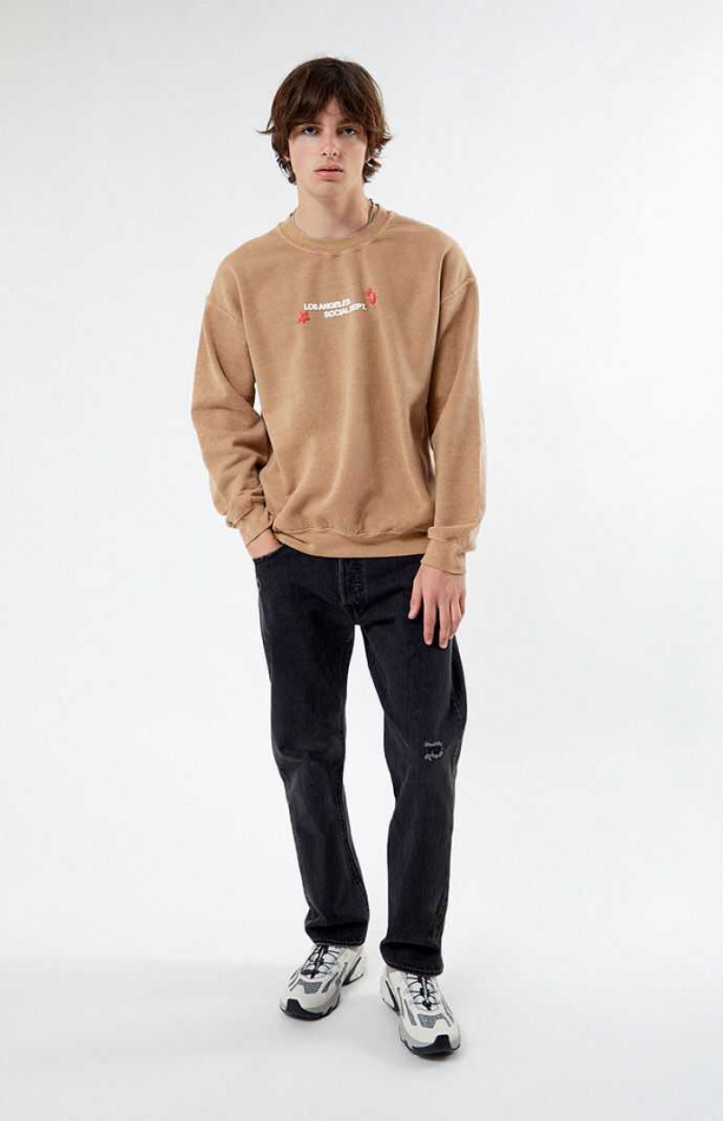 Sweats PacSun Senses Crew Neck Homme Kaki | 016957TKG