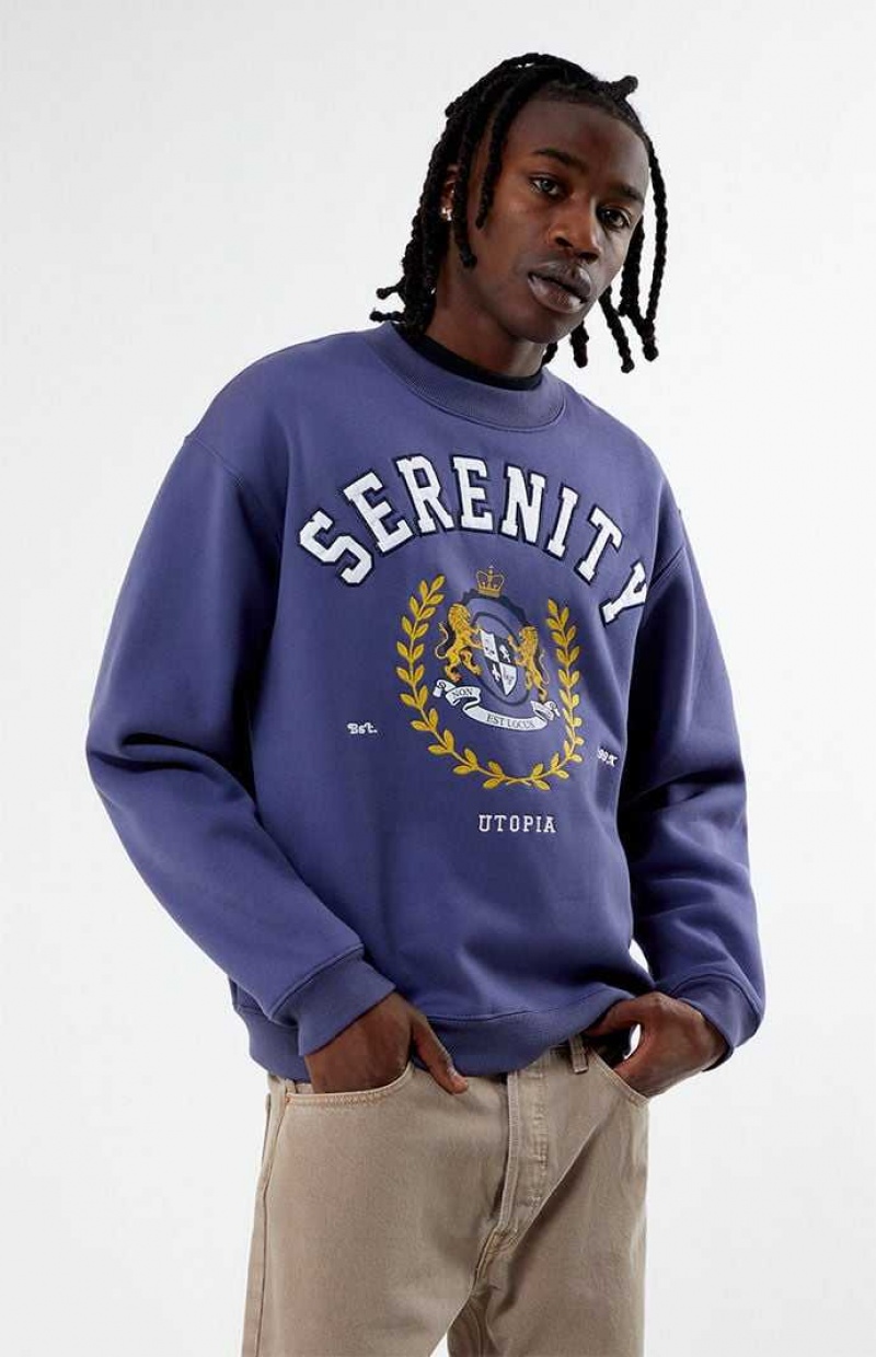 Sweats PacSun Serenity Embroidered Crew Neck Homme Bleu Marine | 753406LAF