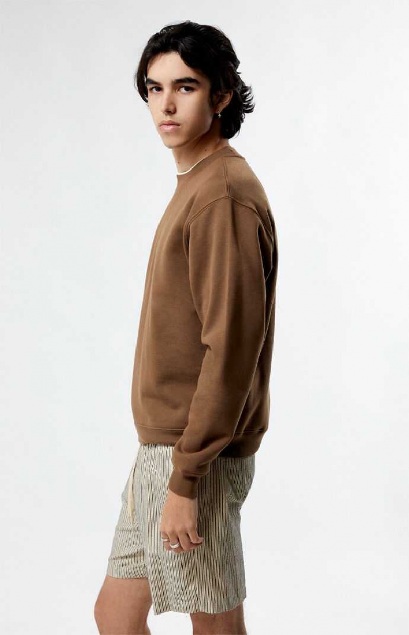 Sweats PacSun Solid Crew Neck Homme Marron | 072691YXJ