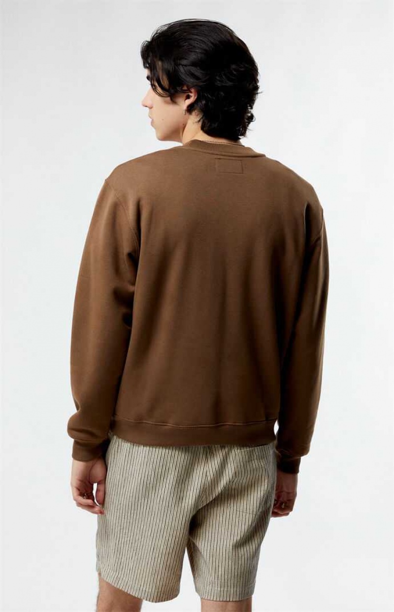 Sweats PacSun Solid Crew Neck Homme Marron | 072691YXJ