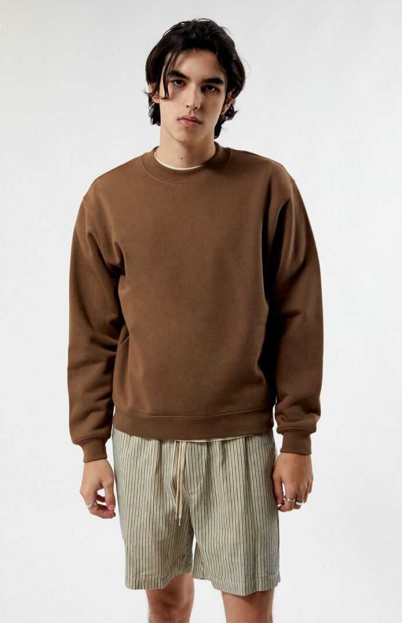 Sweats PacSun Solid Crew Neck Homme Marron | 072691YXJ