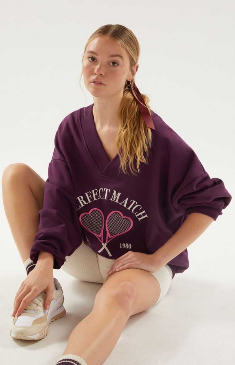 Sweats PacSun Valentine V-Neck Femme Bordeaux | 908652AUI