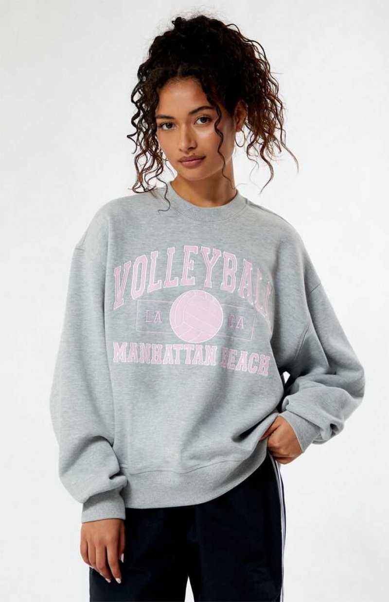 Sweats PacSun Volleyball Crew Neck Femme Grise | 781520NEL