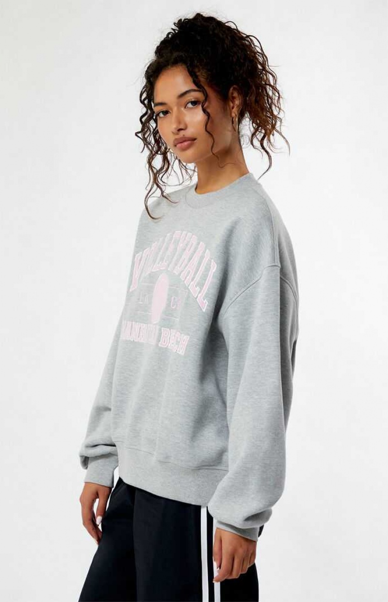 Sweats PacSun Volleyball Crew Neck Femme Grise | 781520NEL