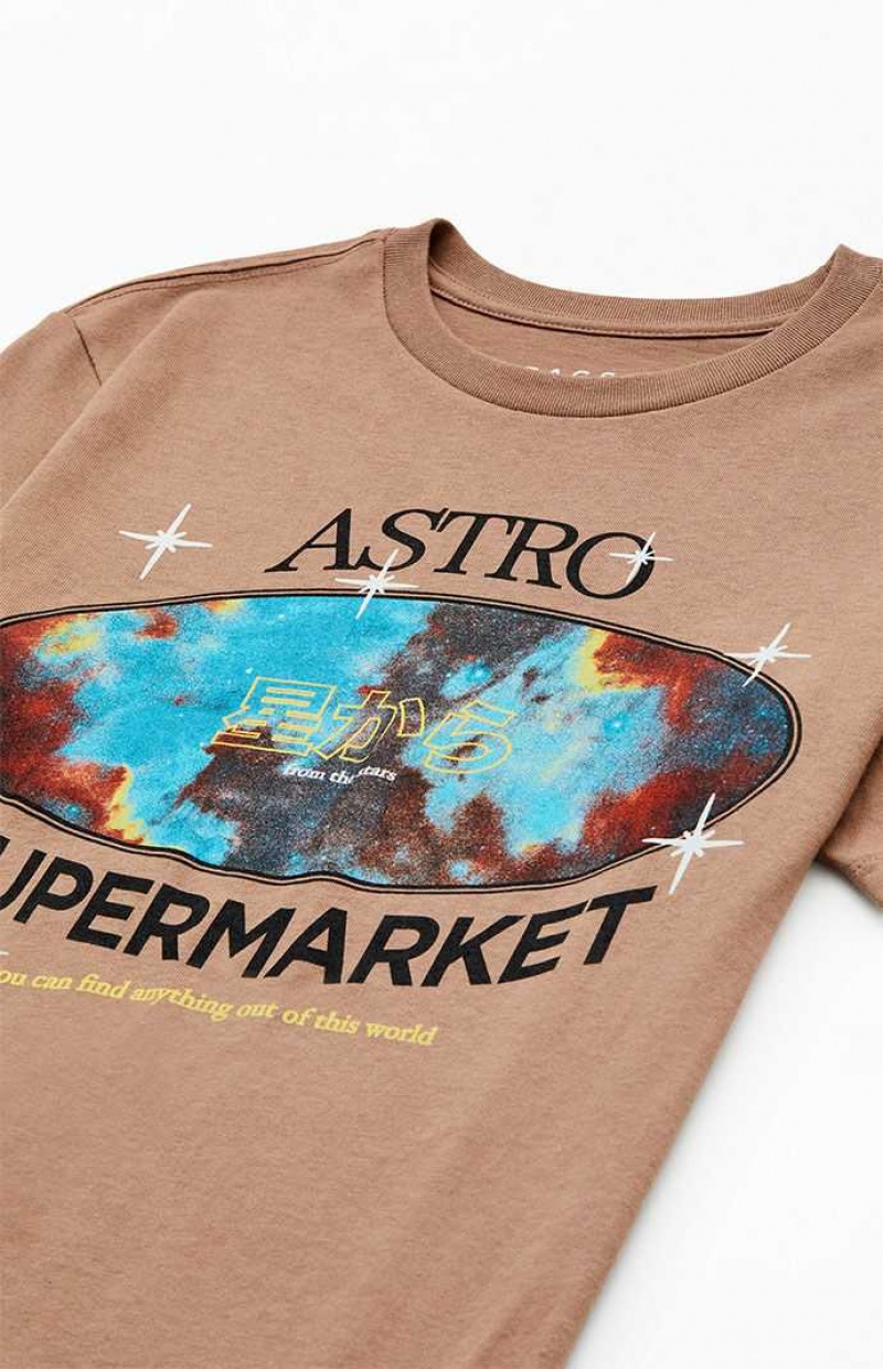 T-shirt PacSun Astro Supermarket Homme Marron | 942761ANQ