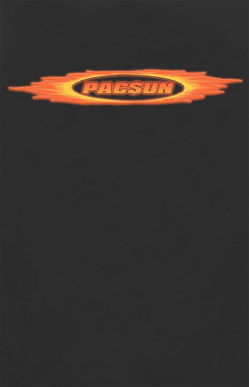 T-shirt PacSun Black Flames Logo Homme Noir | 296574QTG