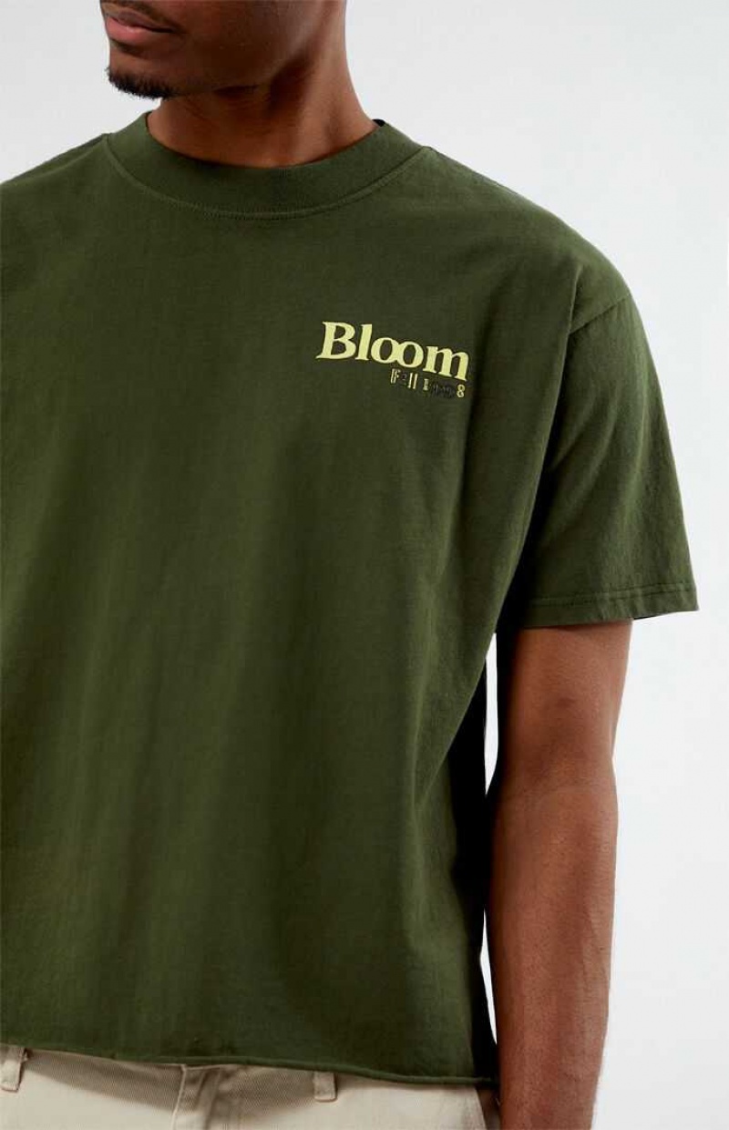 T-shirt PacSun Bloom Cropped Homme Vert Olive | 925401QUJ