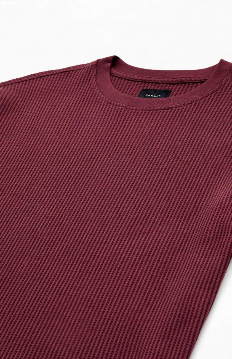 T-shirt PacSun Boxy Waffle Homme Bordeaux | 931806WHQ