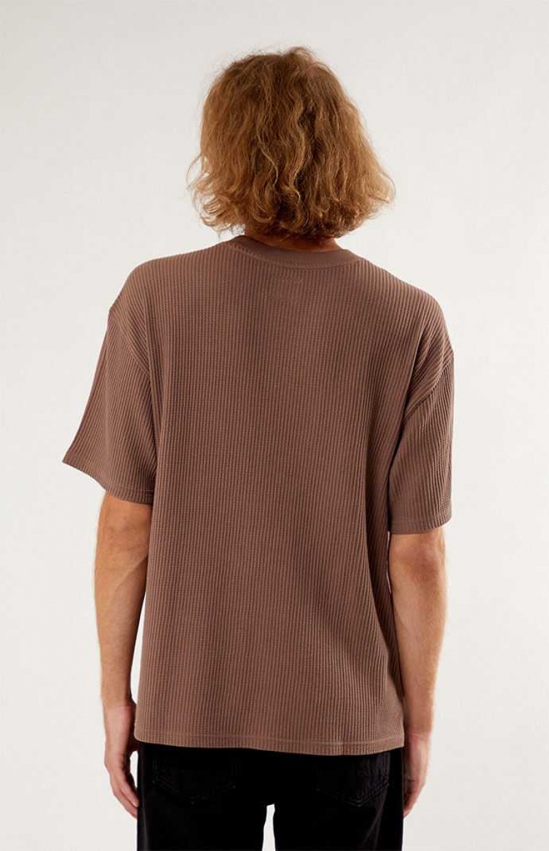 T-shirt PacSun Boxy Waffle Homme Marron | 605291EAB