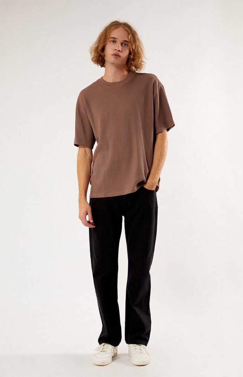 T-shirt PacSun Boxy Waffle Homme Marron | 605291EAB