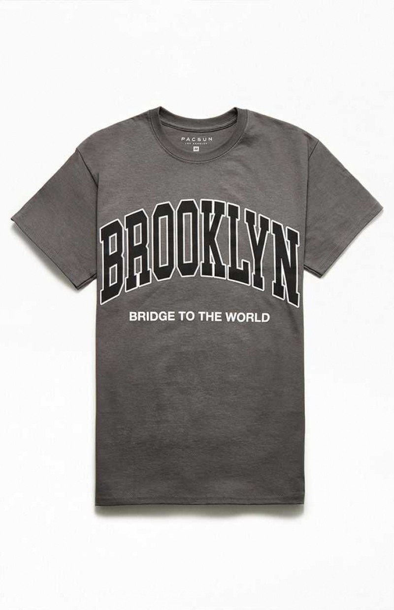 T-shirt PacSun Brooklyn Homme Grise Foncé | 124796FRD